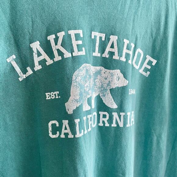 Vintage High Camp Outfitters Size Large T-Shirt - Green Lake Tahoe 100% Cotton - Picture 2 of 9